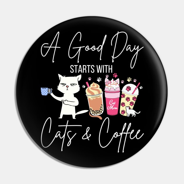 Cats and Coffee Pin by Inktopolis