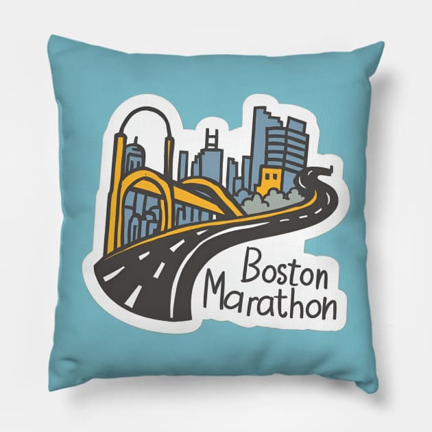 boston marathon gift Pillow by CreationArt8