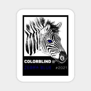 ZEBRA BLUE - black card  by COLORBLIND WorldView Magnet