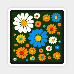 retro sixties flower power pattern Magnet