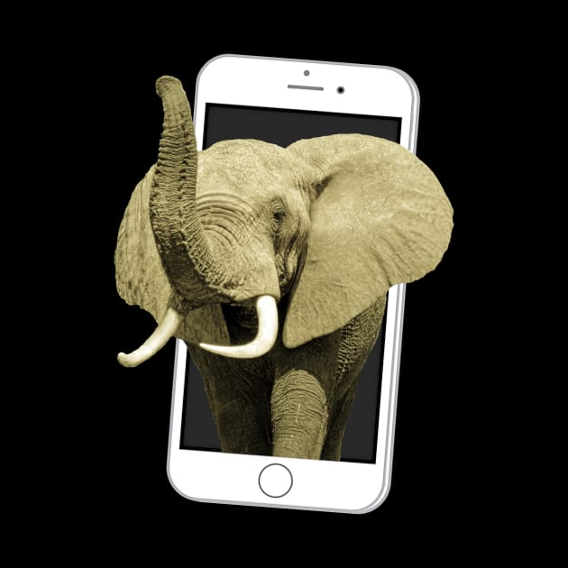 Elepfant with phone - Wildlife in Africa by T-SHIRTS UND MEHR