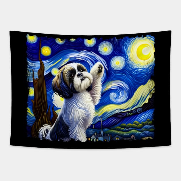 Imperial Impressions Shih Tzu Dog Starry Night Extravaganza Tapestry by Northground