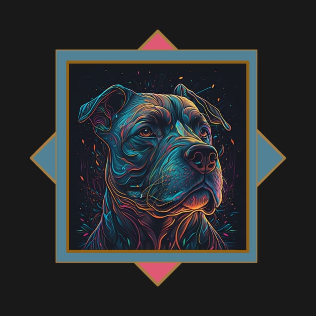 Psychedelic Pit Bull Portrait by AtkissonDesign