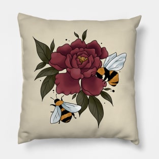 Sweet little funny bee and their flowers Pillow