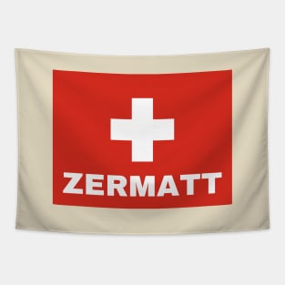 Zermatt City in Swiss Flag Tapestry