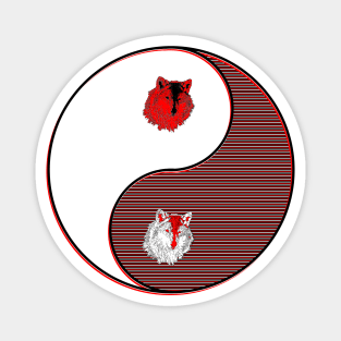 yin yang balance harmony design eastern philosophy wolf Magnet