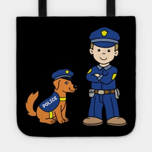 Boy as Policeman with Police Dog Tote