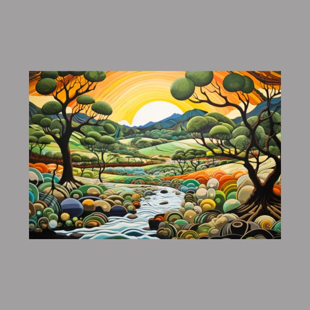 Countryside Concept Abstract Colorful Scenery Painting by Cubebox