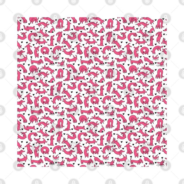 Pink Dachshund Pattern by I Love Dachshunds