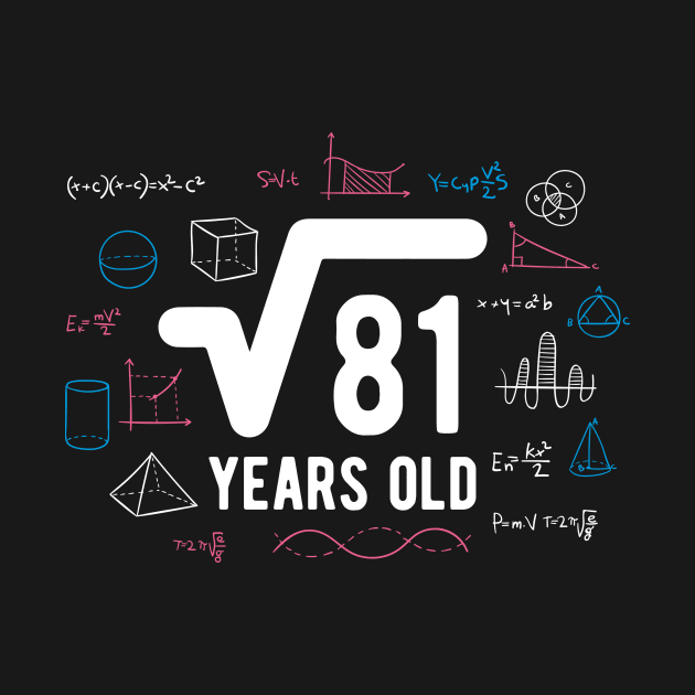 Square Root of 81: 9th Birthday 9 Years Old T-Shirt Math by quotesTshirts