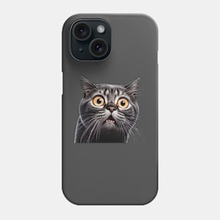 Funny Scared Cat Face, Cat Lover, Scaredy Cat Phone Case