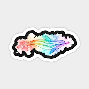 Striped Dolphin rainbow watercolour Magnet