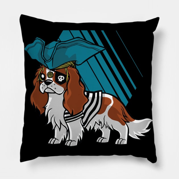 Cavalier King Charles Pirate Pillow by LYNEXART