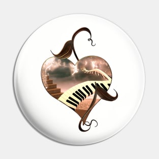 Wonderful curved piano on the beach Pin