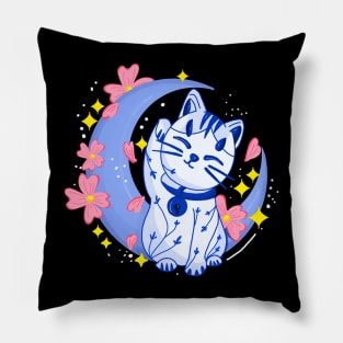 Maneki Neko Moon Pillow