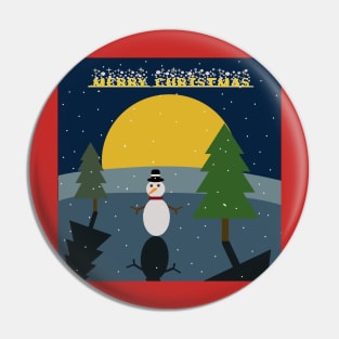 Snow Man on Chrismast Night Pin