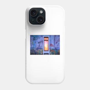 Window; colorful, house wall, painted, evening, dusk Phone Case