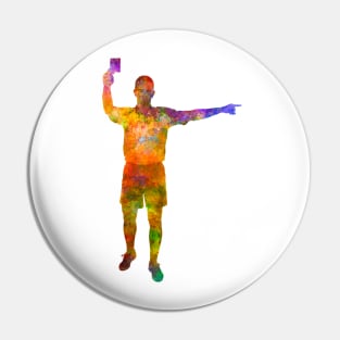 Soccer referee in watercolor Pin