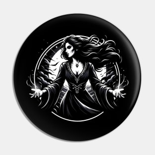 Moonlit Sorceress - Dark Fantasy Pin