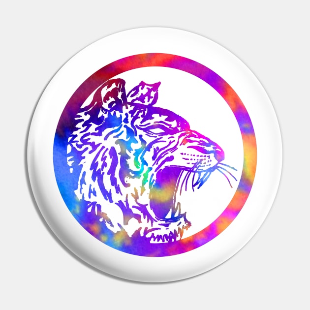 Rainbow Circle Tiger Head Pin by ZeichenbloQ