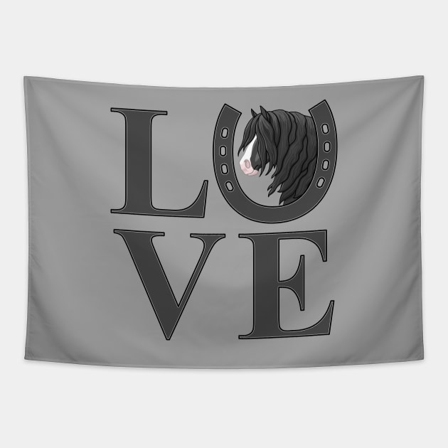 Black and White Gypsy Vanner Draft Horse LOVE Tapestry by csforest