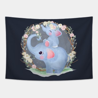 elephant motherhood cartoon Tapestry