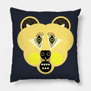 Grizzly Bear Face, Pale Yellow tones Pillow