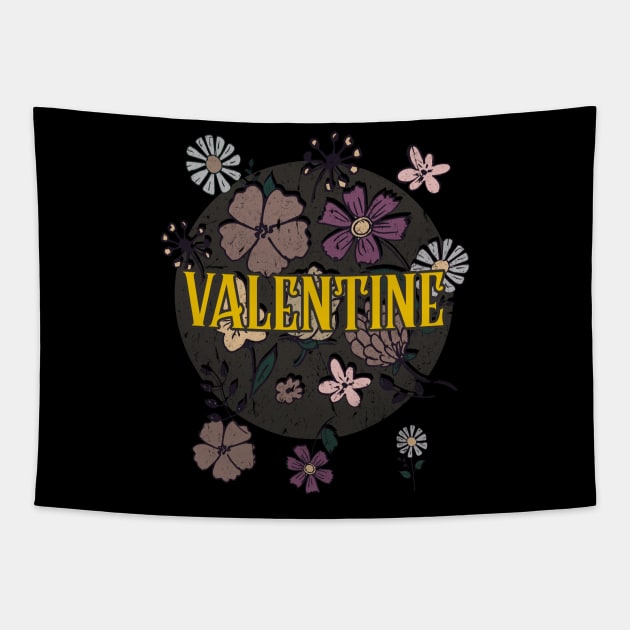 Aesthetic Proud Name Valentine Flowers Anime Retro Styles Tapestry by Kisos Thass