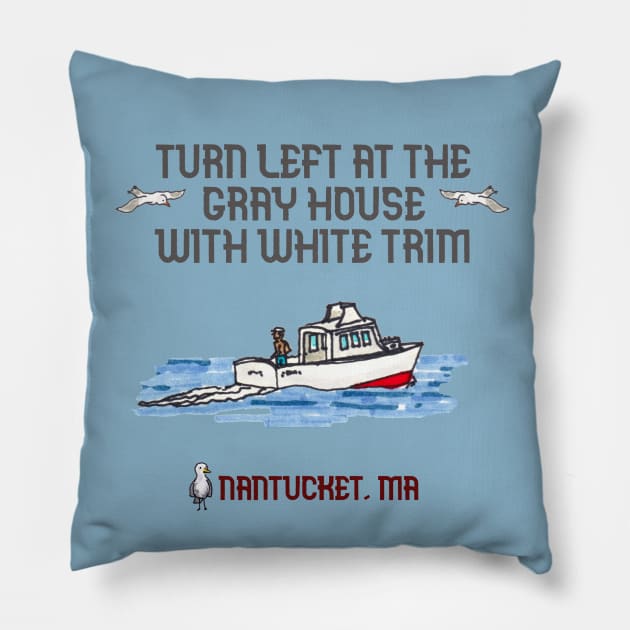 Nantucket Lobster Boat Pillow by katydidkay