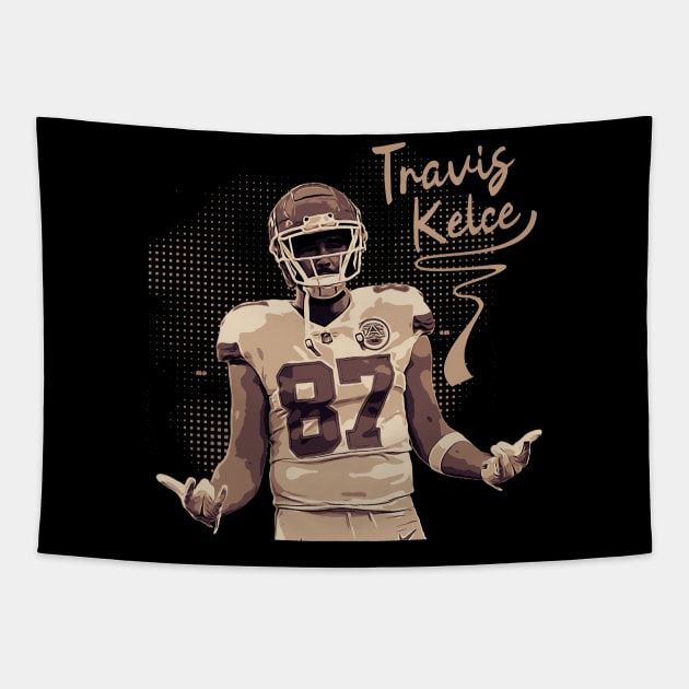 Travis Kelce | Vintage poster Tapestry by Aloenalone