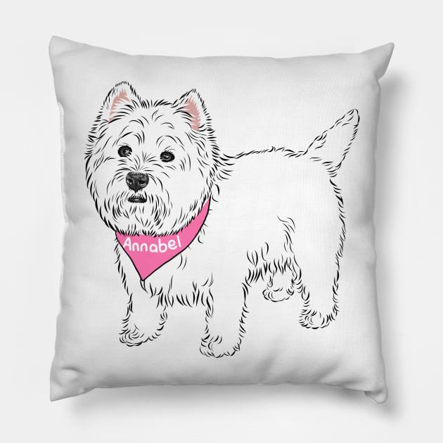 Annabel the westie - custom name (please message me BEFORE you place custom order) Pillow by MichellePhong