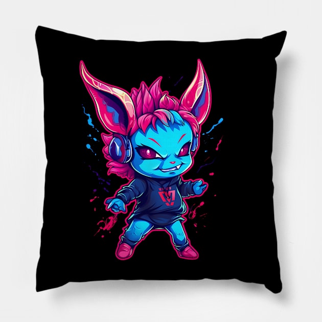 Mischievous Kawaii Demon Bursting with Demonic Charm Pillow by Brobocop