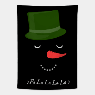 Fun Fa La La Musical Winter Snowman Face with Top Hat Tapestry