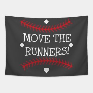 Primitive Fundamental Baseball Softball Saying Move the Runners Tapestry