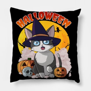 Cat Witch Halloween Pumpkin Pillow