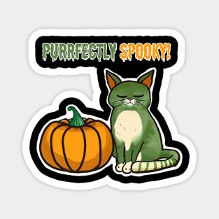 Purrfectly Spooky! Halloween cat and pumpkin Magnet