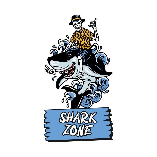 Surfer Shark Zone by Tip Top Tee's