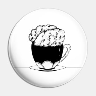 Cup Of Brain Black and white line art illustration by shoosh Pin