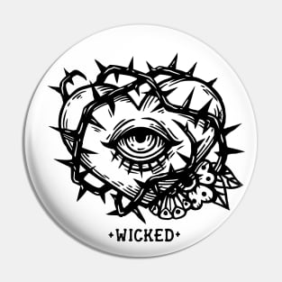 Wicked Heart Black and White Pin