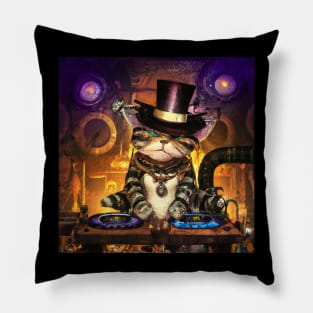 Steampunk DJ Cat #1 Pillow