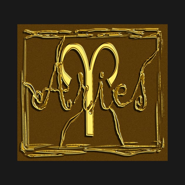 Aries a zodiac sign in 3D gold look by robelf