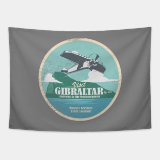 Vintage Travel - Visit Gibraltar Gateway to the Mediterranean (distressed) Tapestry