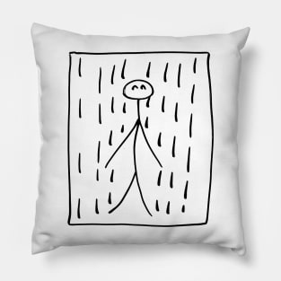 The painting of a happy man on the rain Pillow