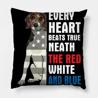 Beagle Every Heart Beats True Neath The Red White And Blue Happy Independence July 4th Day Dogs Pillow