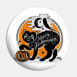 Happy halloween black cat Pin