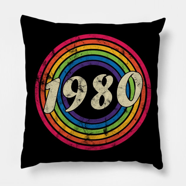 1980 - Retro Rainbow Faded-Style Pillow by MaydenArt