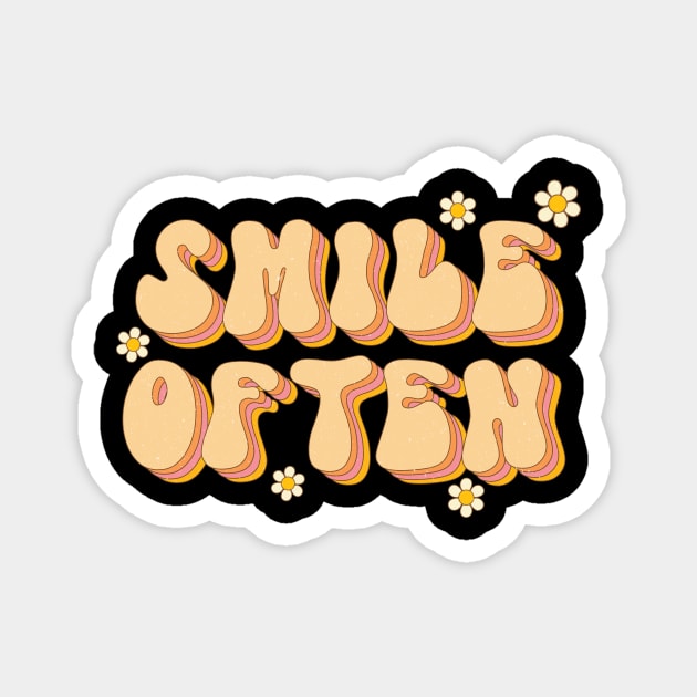 Smile Often Retro Groovy Design Magnet by The WYLD Tribe