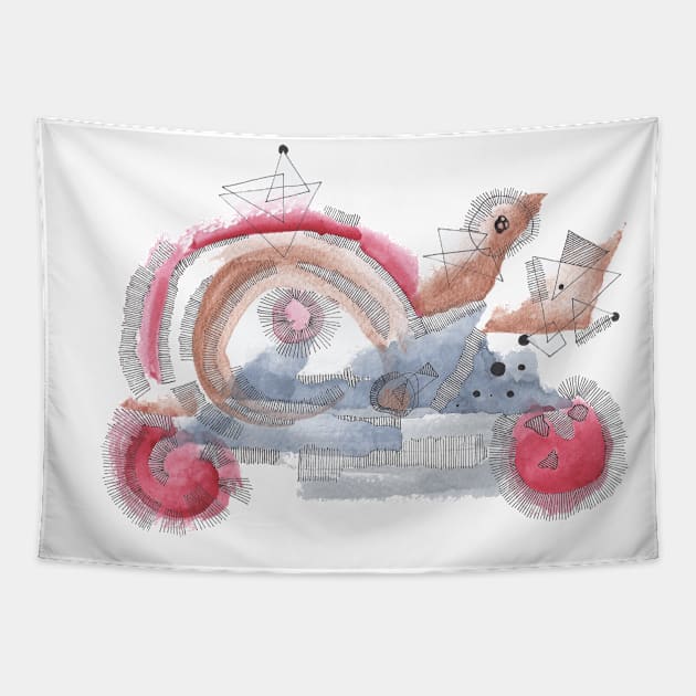 Funny abstract bike Tapestry by  Archikatka.Studio