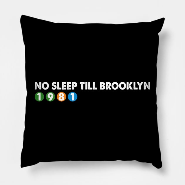 No Sleep Till Brooklyn Vintage Pillow by Dimma Viral