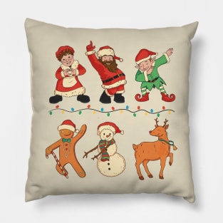 Christmas Characters Dancing Dabbing Pillow